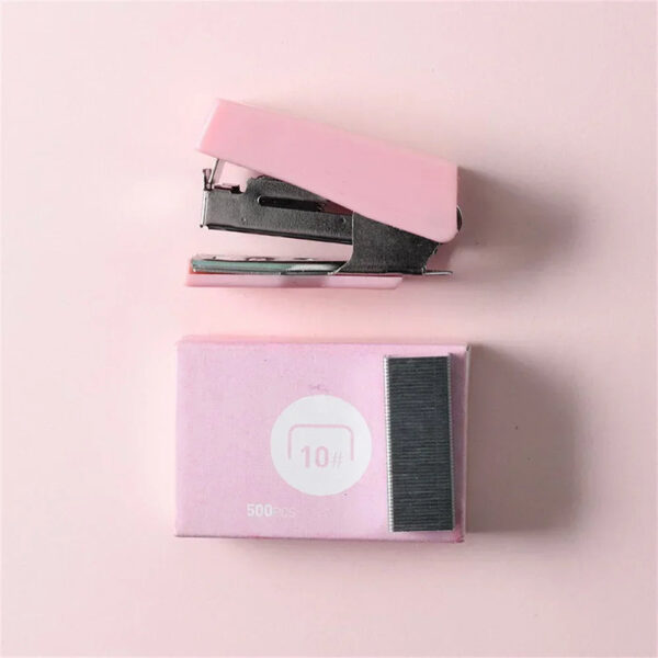 Cute Mini Stapler Morandi Color Metal Stapler Set with 500pcs 10# Staples Binding Tools Cute Stationery School Office Supplies