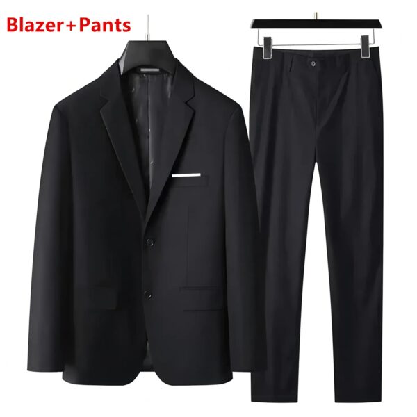 Sa14b2d9b28114555b6298909db334118w.jpg Suit (Blazer+ Vest + Trousers) Men's Fashionable Gentleman Business British Style Solid-color Banquet Host Casual Wedding Suit