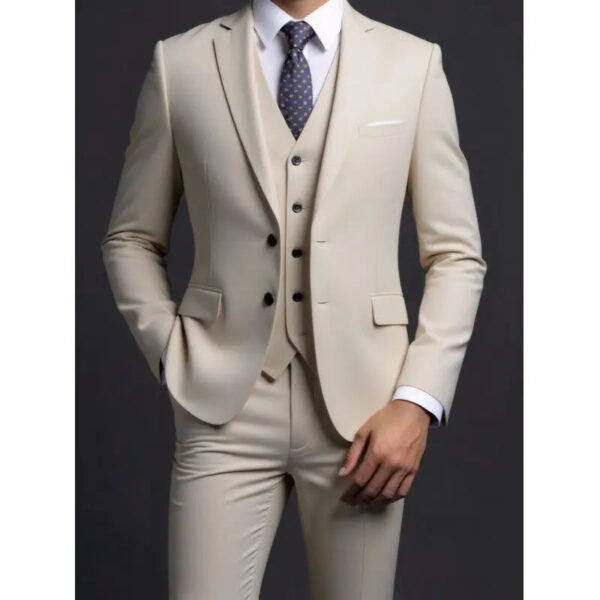 Sa1bb8e44e848466985b95a524f77d89f9.jpg Suit (Blazer+ Vest + Trousers) Men's Fashionable Gentleman Business British Style Solid-color Banquet Host Casual Wedding Suit