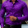Men's shirt fashion geometric line print long sleeve shirt business office casual slim versatile daily outdoor commuting top