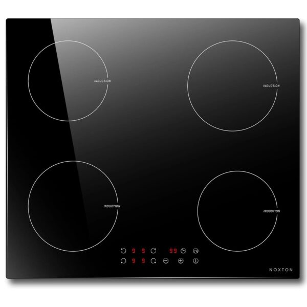 NOXTON Plug in Induction Hob, 4 Zones Electric 60cm Built-in, Touch, Safety Lock, 99-Min-Timer, Black, (UK:2800W/EU:3500W)