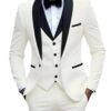 Sa27c5afdad42400b91e56e6bbe113473Y.jpg White Slit Mens Suits 3 Piece Black Shawl Lapel Casual Groom Tuxedos for Wedding Groomsmen Suits Men 2025 (Blazer+Vest+Pant)