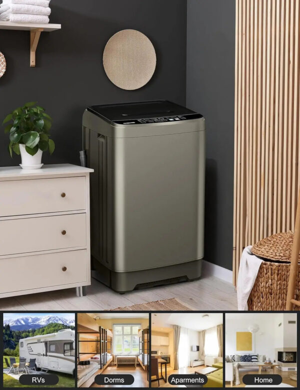 Sa285e27c3941491dbf6867c3699868afn.jpg Save Energy Full Automatic Glod Washing Machine with LED Display 17.7 lbs Portable Washer Drain Pump 10 Programs&8 Water Levels