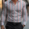 Men's shirt regular lapel shirt men's 3d printing triangle geometric printing casual street long sleeve fashion printed shirt