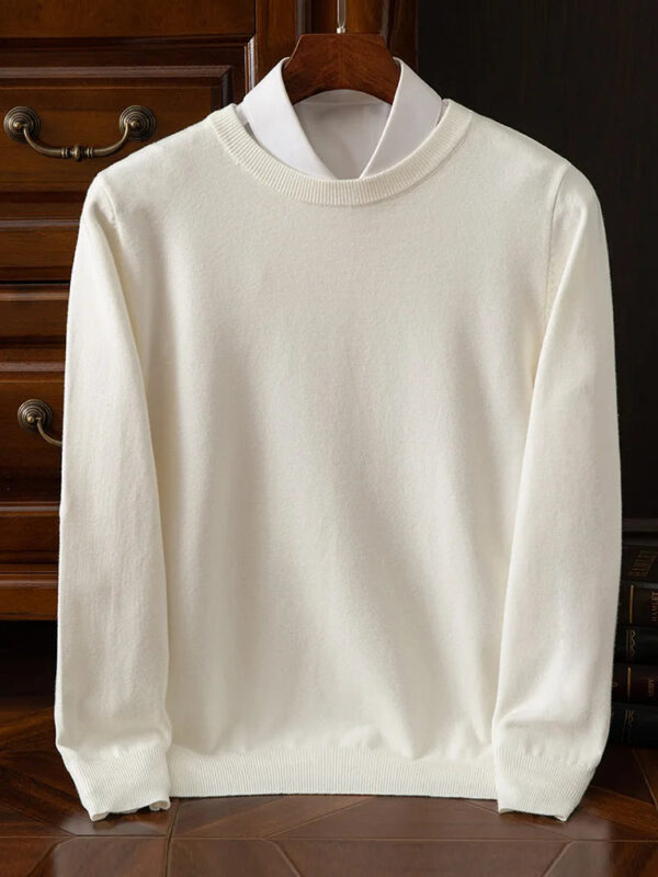 Sa30cc713d13f4d76a0d55cbb81b7bbd9u.jpg Choice Men's Wool Sweater Autumn Winter New Round Neck Pullover Loose Solid Color Bottoming Shirt Long Sleeve Smart Casual Tops