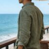 Sa388d0e226a547bd8d9ff13869f5009dZ.jpg Men's new men's long sleeve buttoned cotton linen shirt lapel cardigan