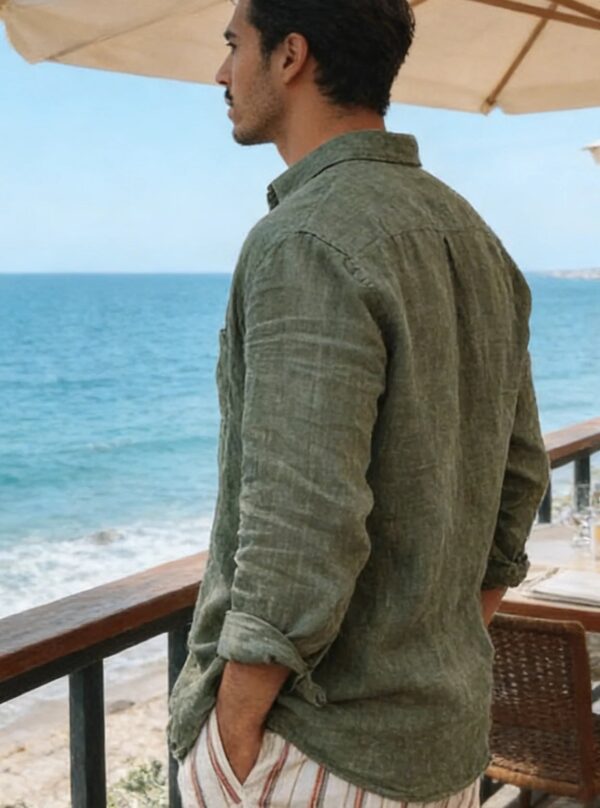 Sa388d0e226a547bd8d9ff13869f5009dZ.jpg Men's new men's long sleeve buttoned cotton linen shirt lapel cardigan