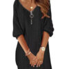 Sa3c615408ef94da48e351cced0a4faf2m.jpg Sexy Zipper Mini Dress Women Winter Autumn V Neck Long Sleeve Dresses Solid Color Casual Basic Robe
