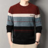 Sa41946e36aef413fba612b8c4022f861u.jpg Men's Lapel Sweater Fashion Striped Knitted Pullovers Autumn Winter Fleece Lined Knitwear Thickened Jumpers New Jersey