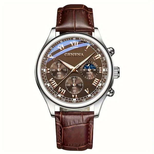 Sa419ceae11c2405b9a86da9127d9d3cf7.jpg GENEVA High Quality Men's Luxury Belt Fashion Quartz Watch Men Round Business Student Sport Waterproof Glow Clock