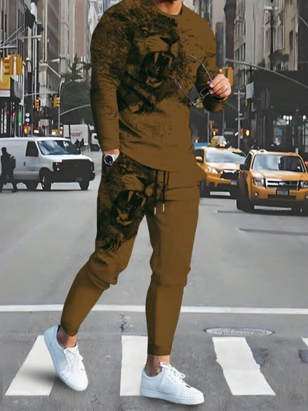 Sa46abe4281e74c47885ac58db77ac396p.jpg Urban Street Fashion Trend Men's Long Sleeve Round Neck Set 2pcs Daily Casual Men's Round Neck Top Outdoor Casual Loose Long Sty