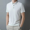 Men's Fashion Waffle Solid Short Sleeved Polo Shirt Summer Breathable Comfortable Top