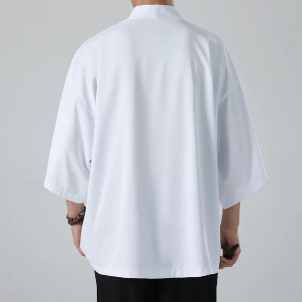 Spring Summer Men's Japanese Kimono Shirts Casual Open Stitch Lightweight Fashion Solid Three Quarter Loose Couple Shirts M-5XL