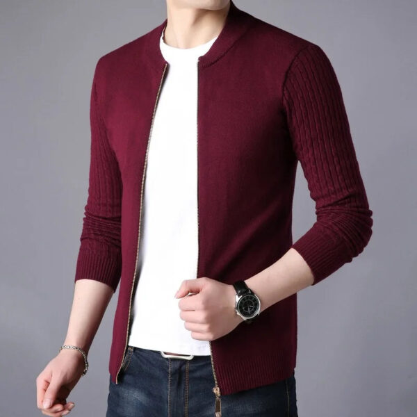 MRMT 2026 Brand New Men's Knitted Cardigan Fashion Slim Fit Korean Small Stand Collar Sweater Men Cardigans Jackets For Male