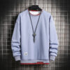Sa57274860de5427e867a45a9ddc148e4D.jpg Mens Casual Sweatshirts Hoodie Men Fake Two Pieces Multi Color O-Neck Fashion Harajuku Style Male Sweatshirt 2023 New
