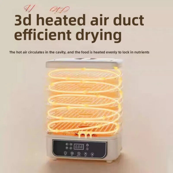 5-Tier Transparent Food Dehydrator, Adjustable Timer & Temp, BPA-Free – for Fruits/Herbs/Jerky, Compact & Quiet energy-saving