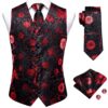 Wedding Purple Men Vest Paisley Floral Necktie Handkerchief Cufflinks Sets Blue Green Red Male Sleeveless V-Neck Waistcoat Party
