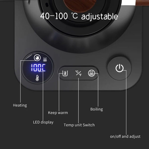Sa6b28c722b654021899254fb41c8d4f13.jpg 110V/220V Gooseneck Electric Kettle Smart Temperature Control Pot 1200W Rapid Heating Kettle 304 Stainless Steel Liner Pot 900ml