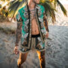 Sa6cc096bf02b4ec895de92b23689360ez.jpg 2024 Summer Men's Fashion Leopard Print Short Sleeve Shirt And Shorts Set Beach Style T Shirt Breathable Shorts Two Piece Set
