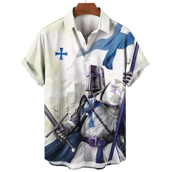 Sa760ce37c2ab4829b376c6aa15db3876d.jpg Crusader Knight Printed Short Sleeve Shirt Fashionable And Handsome 3D Printed Men's Casual Large Size Shirt 2023