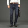 Wthinlee New Business Men's Jeans Casual Straight Stretch Fashion Classic Blue Black Work Denim Pant Trousers Male  Clothing
