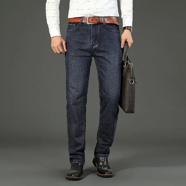 Wthinlee New Business Men's Jeans Casual Straight Stretch Fashion Classic Blue Black Work Denim Pant Trousers Male  Clothing