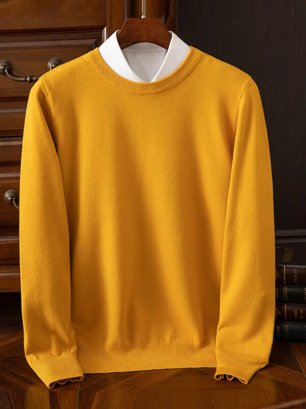 Sa7e030de9e0c44089e049b42b46412ffz.jpg Choice Men's Wool Sweater Autumn Winter New Round Neck Pullover Loose Solid Color Bottoming Shirt Long Sleeve Smart Casual Tops