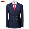 Men Double Breasted Suit Black Slim Fit High Quality Wedding Costume Party Prom Gold Button Male Suits