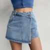 Sa88e59290f16490fb9b0c5e59b66dbe8t.jpg Fashion A-Line Denim Shorts for Women Summer High Waist Skirt Pants Woman Slim Streetwear Jeans Blue Shorts Female