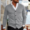 Sa90775e61e0a42e8a6cc4da8f6b9f17bT.jpg Spring Autumn Mens Solid Color Knitted Cardigan Fashion V-Neck Long Sleeve Slim Fit Sweater Coat with Pockets Men Knit Outwear