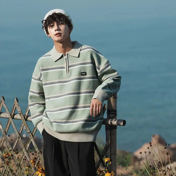 Sa993c5e6e16a4d11ad21a181d43dd731E.jpg Japan Men's Y2K Knitted Warm Polo Knit Striped Turtleneck Sweater Shirts Winter Streetwear Knitwear Korean Clothes Jumper Men