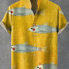 Hawaiian Men's Short Sleeve Shirt 3D Grid Printed Casual Fashion Button Flap Top Comfortable Breathable