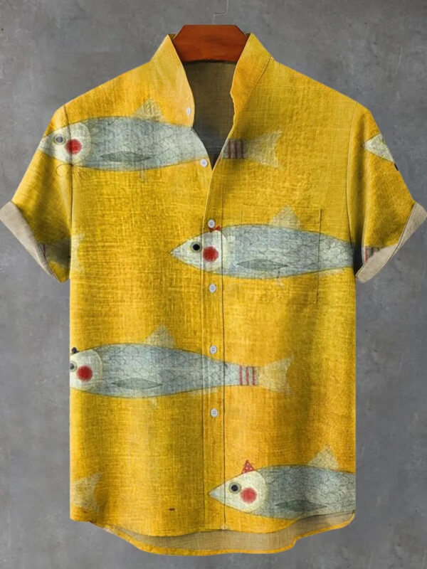 Hawaiian Men's Short Sleeve Shirt 3D Grid Printed Casual Fashion Button Flap Top Comfortable Breathable