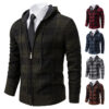 Sa9cfdd67565144a0ae313ea33f3a5000S.jpg Autumn Winter Men's Cardigan Fashion Plus Velvet Padded Knit Jumpers Male Sweater Hooded Plaid Korean Luxury Brand Coat