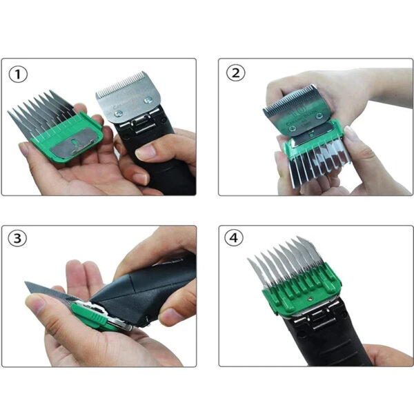 Sa9fce664417b462e95d169d545111c1aY.jpg Animal Stainless Steel 9 Color Guide Comb Set For Most Oster/Wahl/Andis Detachable Clippers (ONLY Snap on Size #10/15/30 blades)