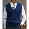 Saa33063e034943cca7424566919c7261a.jpg 2026 Men's Autumn Winter Warm Casual Knitted Sweater Vest Sleeveless V Neck Fleece Western Sweaters for Men Sueter Para Hombre