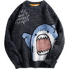 Saa829c9294f4419a94c93da05ab86c2ez.jpg Shark Sweater Men Winter Cartoon Harajuku Korean Y2k Oversized Turtleneck Hip Hop Loose Knit Jumper Pullover High Collar Sweater