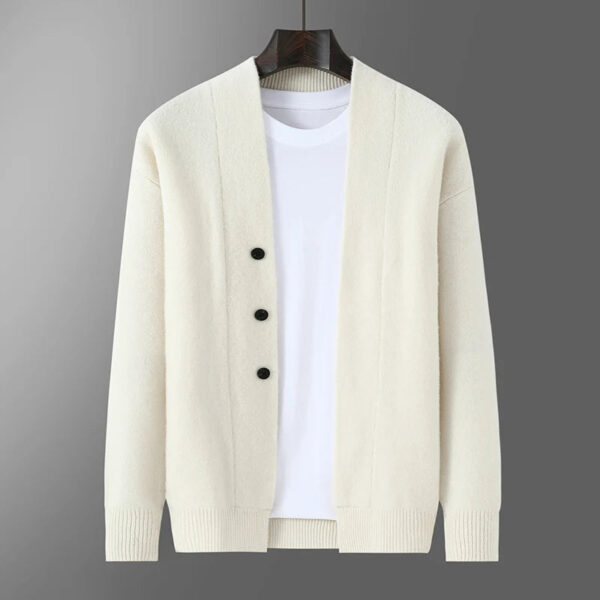 Saaa113bae9fe4e768b96d212e0fab95bd.jpg 2025 Autumn Winter New Thick Cardigan 100% Pure Wool Men's Versatile Jacket V-Neck Loose Casual Highend Knitted Cashmere Sweater