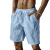 Saaf43ef945e4430785f4966e1fd7be93K.jpg Summer New Men's Breathable Shorts Hawaii Beach Short Pants Male Solid Color Trousers Loose Lightweight Short Streetwear
