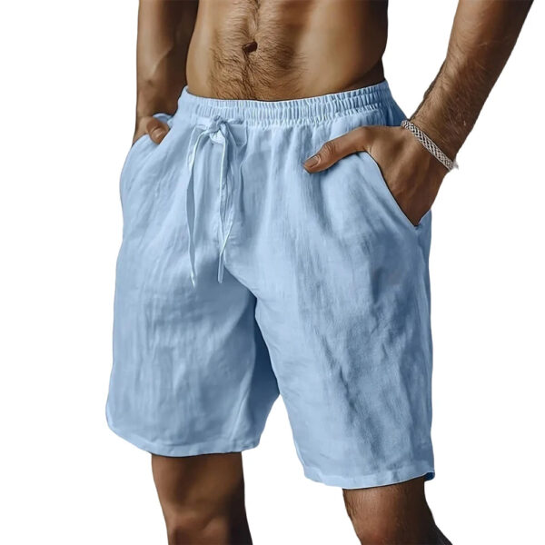 Saaf43ef945e4430785f4966e1fd7be93K.jpg Summer New Men's Breathable Shorts Hawaii Beach Short Pants Male Solid Color Trousers Loose Lightweight Short Streetwear