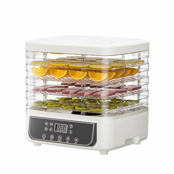 5-Tier Transparent Food Dehydrator, Adjustable Timer & Temp, BPA-Free – for Fruits/Herbs/Jerky, Compact & Quiet energy-saving