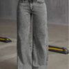 HOUZHOU Women's Loose Fit Distressed Straight Leg Jeans Blue Sweet Bow Embroidery Denim Trousers Casual Baggy Jeans with Pockets