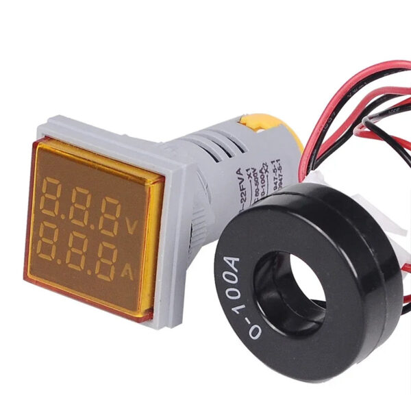 Sad1ca5f61fbc4e59bb24c7cae504972dd.jpg Mini Digital Voltmeter Ammeter 22mm Square AC 20-500V 0-100A Amp Volt Voltage Tester Meter Dual LED Indicator Pilot Lamp Light