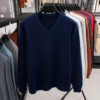 Sad46b4124b5e49ec8db18f536f79f37al.jpg 2025 Men's V-Neck Basic Solid Color Sweatshirt Warm Autumn Knitted Oversize Pullover Elastic round Neck Sweater for Casual Wear