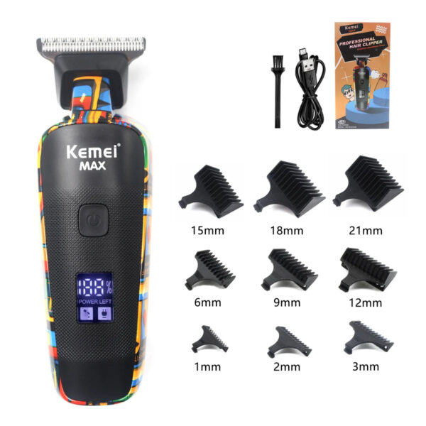 Professional Hair Trimmer Machine KM-MAX5090 USB Charging, Powerful Induction Motor T-Shaped Cutting Head , Long-lasting Battery