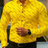 Men's shirt fashion geometric line print long sleeve shirt business office casual slim versatile daily outdoor commuting top