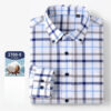 Sadf322b5805a4f05bb881a1ec1c44a50W.jpg New 100% Pure Cotton Oxford Men's Plaid Shirts Male Business Casual High Quality Long sleeve Shirt for Men Pocket Shirt S-5XL