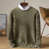 Saec277cae6914e798cb44c32a970d587q.jpg Autumn Winter Thickened Cashmere Sweater 100% Merino Wool Men's Top O-Neck Twisted Pullover Knitted Loose Long Sleeve Sweater