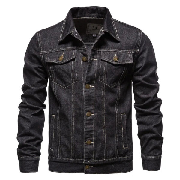 Saeffcf9f6ef44d16a9d3ccd34d4acf500.jpg 2025 Autumn Men Solid Denim Jackets Fashion Motorcycle Vintage Jeans Jackets Hommes Slim Fit Cotton Casual Black Blue Coats