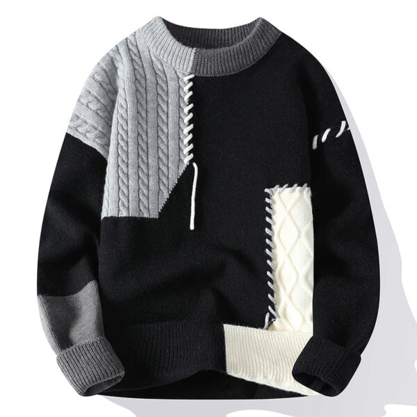 Casual Thickened Knitted Sweater Men's Overhead round Neck Pullover Autumn Winter Design Sense  Handsome Knitted Woolen ...